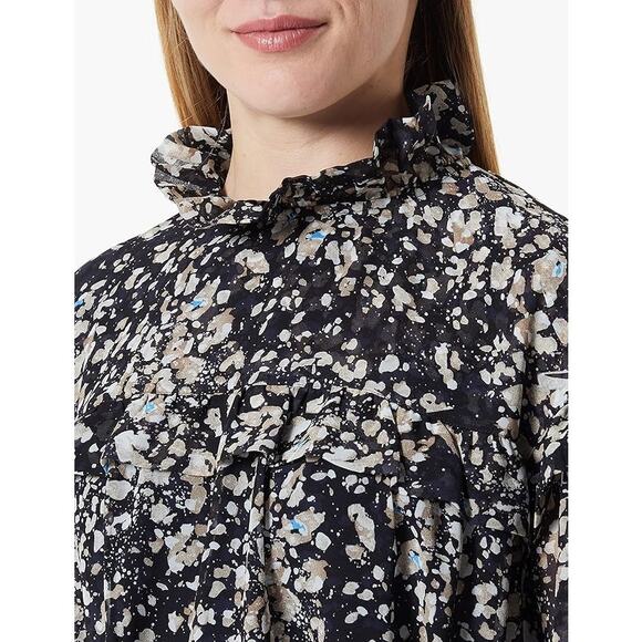 NWT Boss Stand Collar Ruffle Floral Long Sleeve Denada Dress Size 8 - Picture 3 of 6